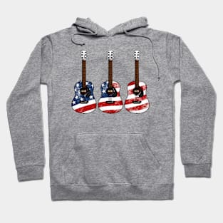 Acoustic Guitar USA Flag Patriotic Guitarist 4th July Hoodie